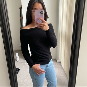 Lulu’s Off the Shoulder Black Sweater